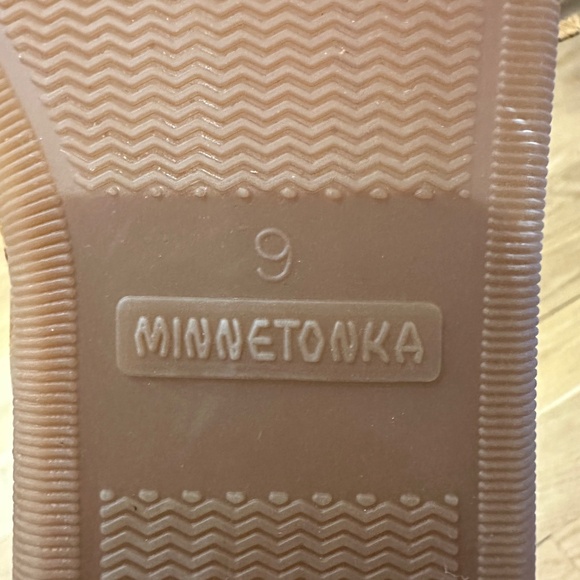 Minnetonka Men's Pile Lined Hardsole Moccasin Suede Slippers Brown Size 9 - Picture 5 of 5